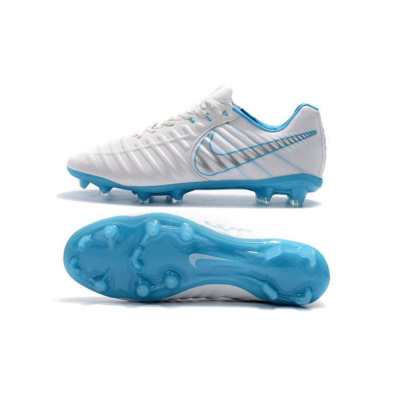 Nike Tiempo Legend VII FG Crampons Blanc Bleu