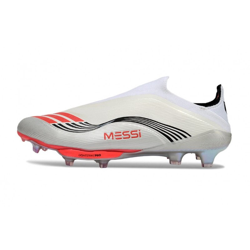 Adidas F50+ Sans Lacets FG X MESSI Blanc Ftwr Rouge Lucide Argent Mét