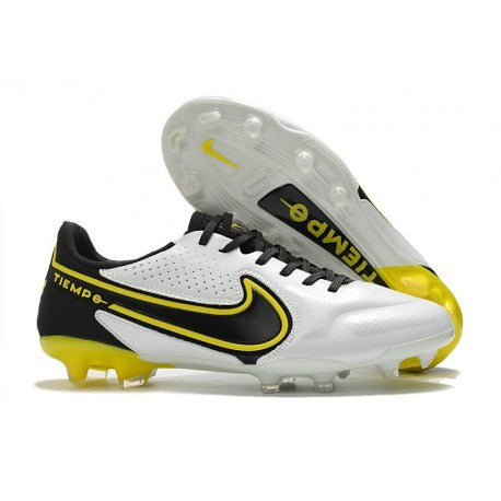 Nike Tiempo Legend 9 Elite FG Nouveau Blanc Gris Foncé Noir Jaune Strike