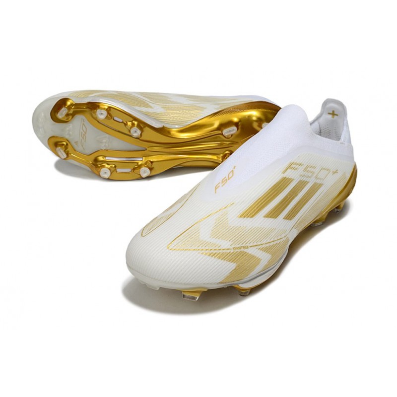 Adidas F50+ Sans Lacets FG Blanc Or Mét