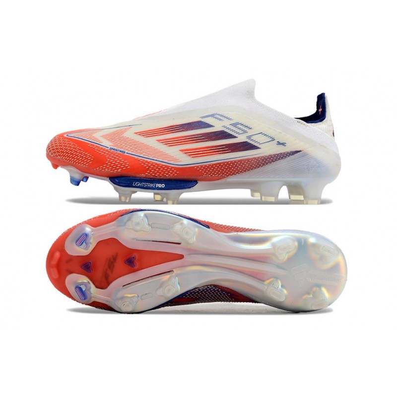Adidas F50+ Sans Lacets FG Blanc Rouge Bleu
