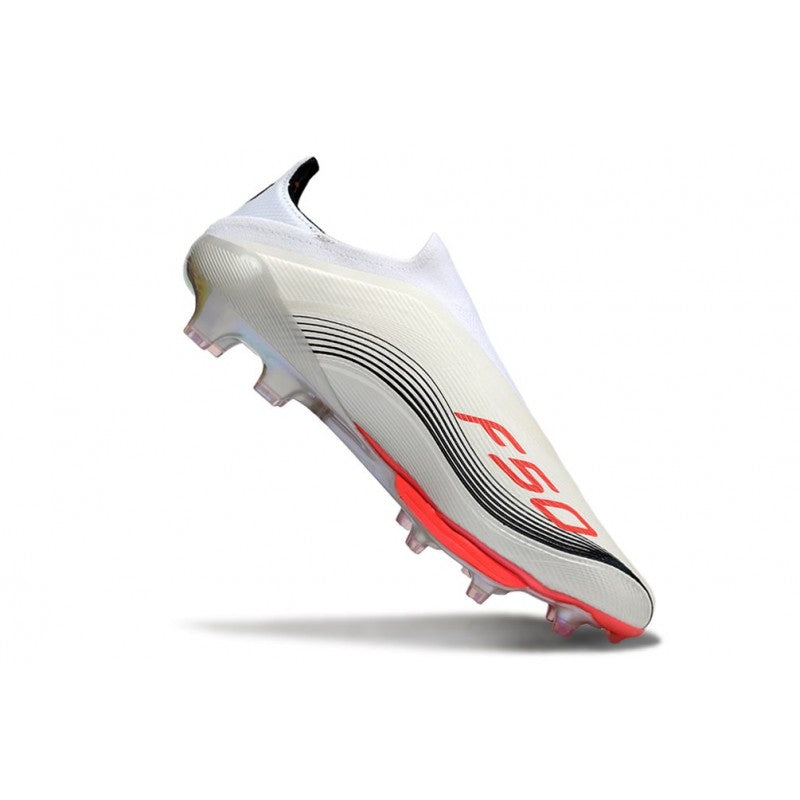 Adidas F50+ Sans Lacets FG X MESSI Blanc Ftwr Rouge Lucide Argent Mét