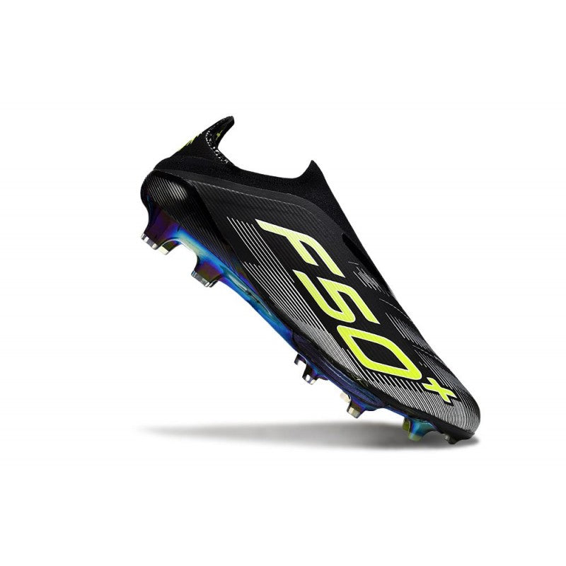 Adidas F50+ Sans Lacets FG Core Noir Fer Mét. Citron Lucide