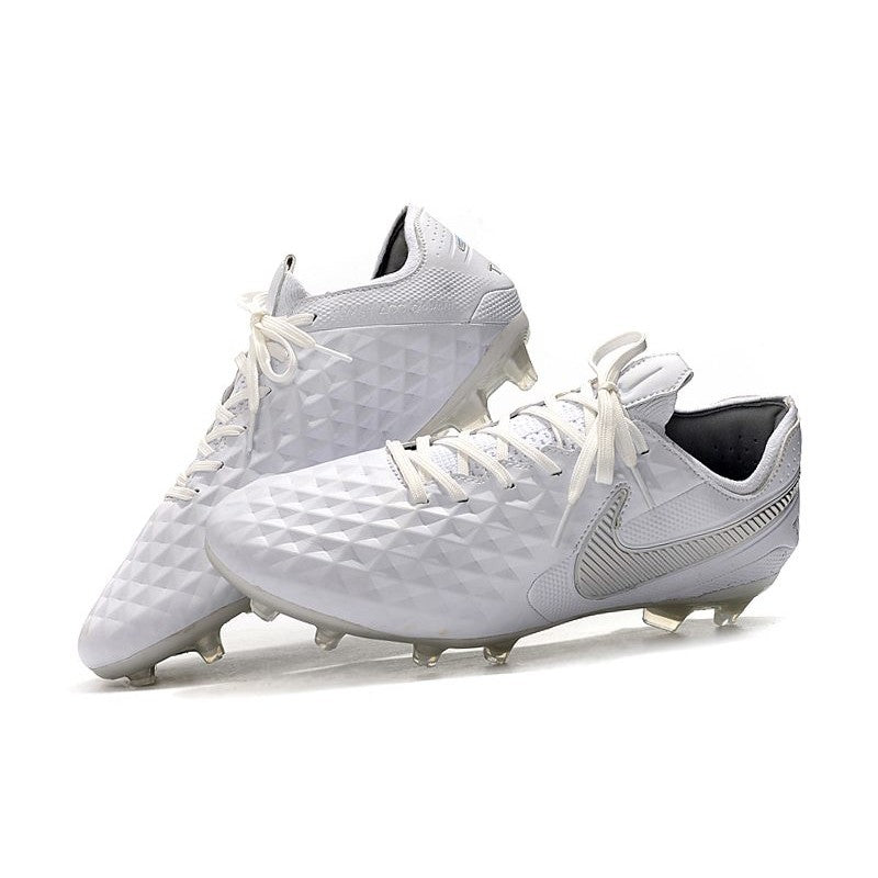 Nike Crampons Nouveau Tiempo Legend 8 Elite FG Blanc Chrome Platine