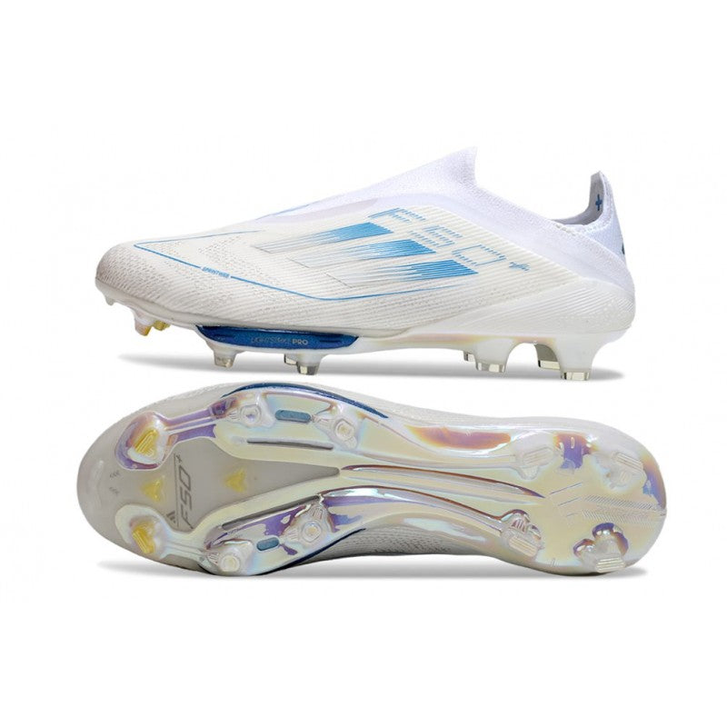 Adidas F50+ Sans Lacets FG Blanc Pearl Métallique