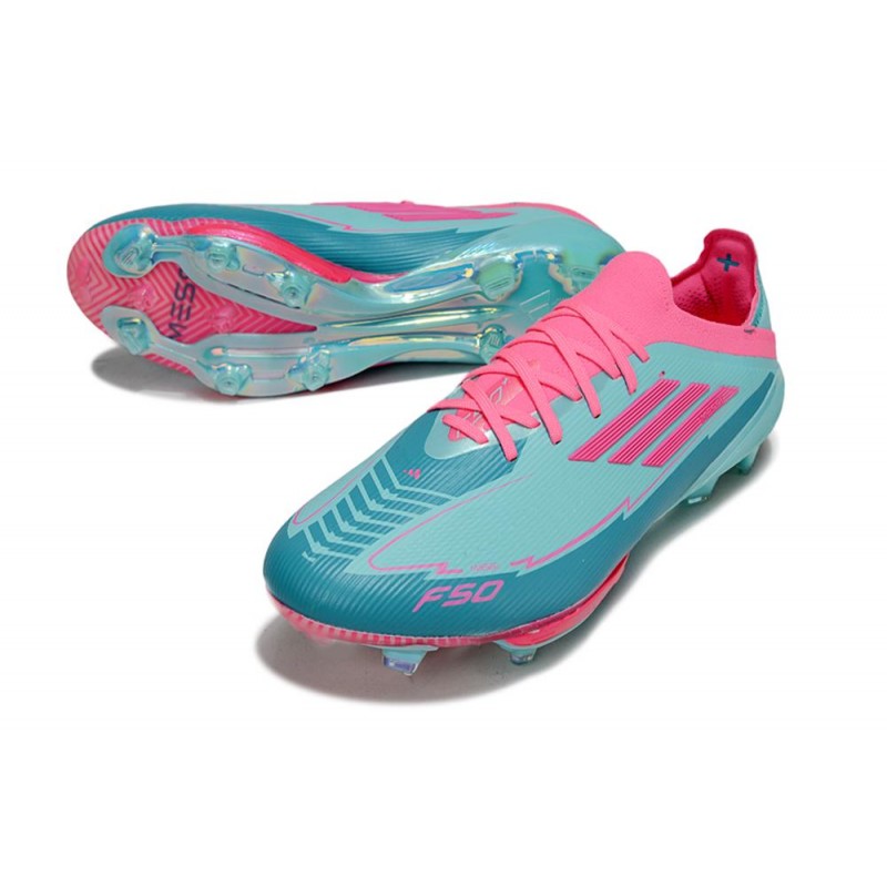Adidas F50+ FG MESSI Aqua Flash Rose Lucide Cyan