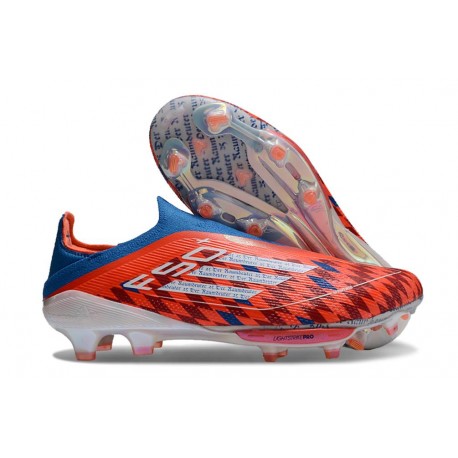 Adidas F50+ Sans Lacets FG Rouge Blanc Bleu