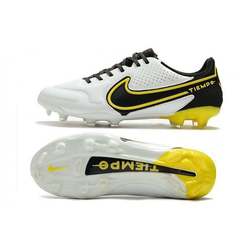 Nike Tiempo Legend 9 Elite FG Nouveau Blanc Gris Foncé Noir Jaune Strike