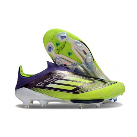 Adidas F50+ Sans Lacets FG Violet Rapide Citron Lucide