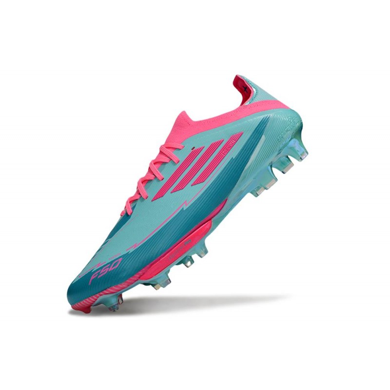 Adidas F50+ FG MESSI Aqua Flash Rose Lucide Cyan