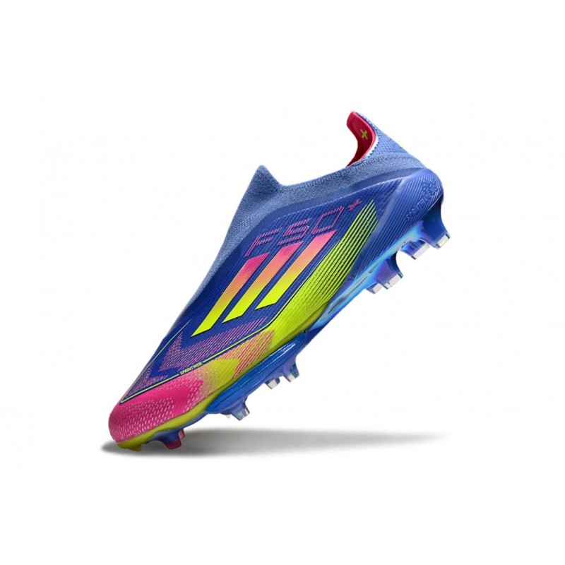 Adidas F50+ Sans Lacets FG Bleu Fusion Citron Lucide Rose