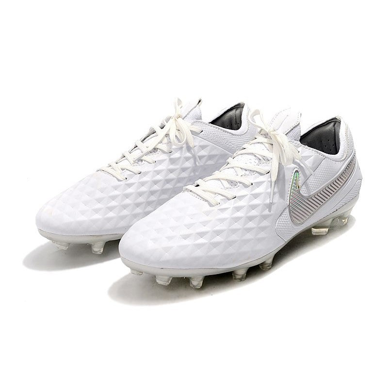 Nike Crampons Nouveau Tiempo Legend 8 Elite FG Blanc Chrome Platine