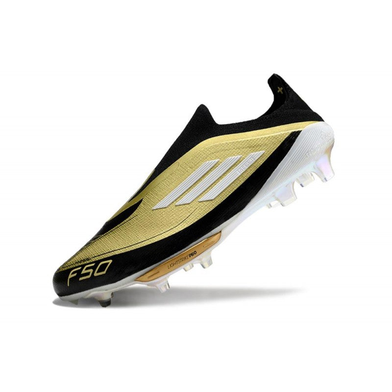 Adidas F50+ Sans Lacets FG X Messi Doré Noir Blanc