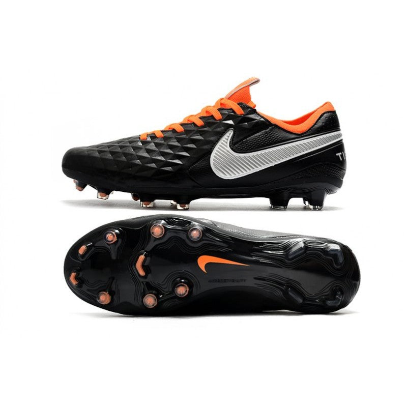 Nike Crampons Nouveau Tiempo Legend 8 Elite FG Noir Orange Blanc