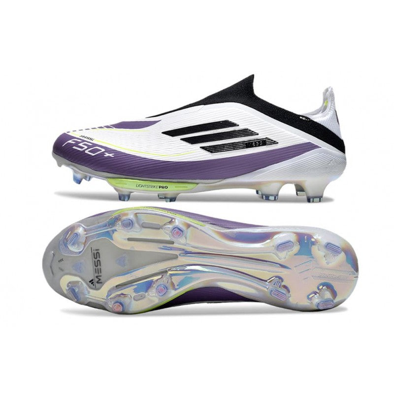 Adidas F50+ Sans Lacets FG X Messi Blanc Ftwr Noir Violet Uni