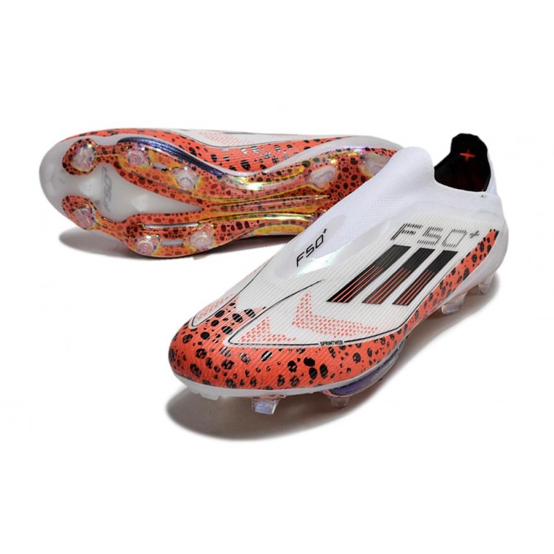 Adidas F50+ Sans Lacets FG X Messi Blanc Rouge Noir