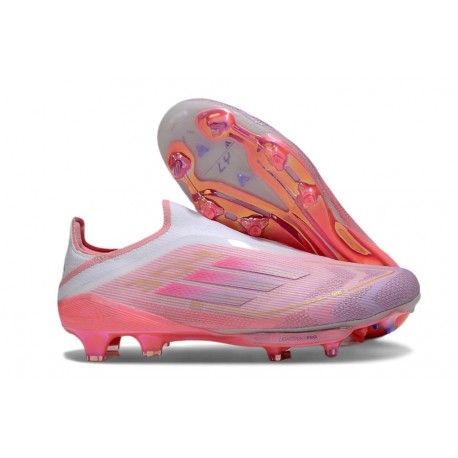 Adidas F50+ Sans Lacets FG Rose Blanc