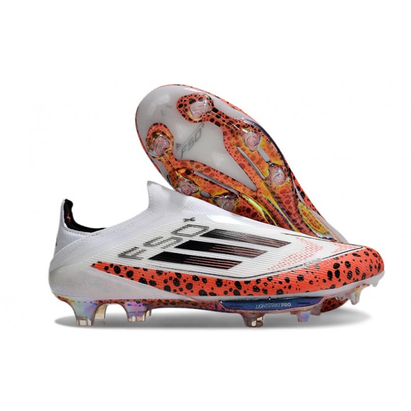 Adidas F50+ Sans Lacets FG X Messi Blanc Rouge Noir