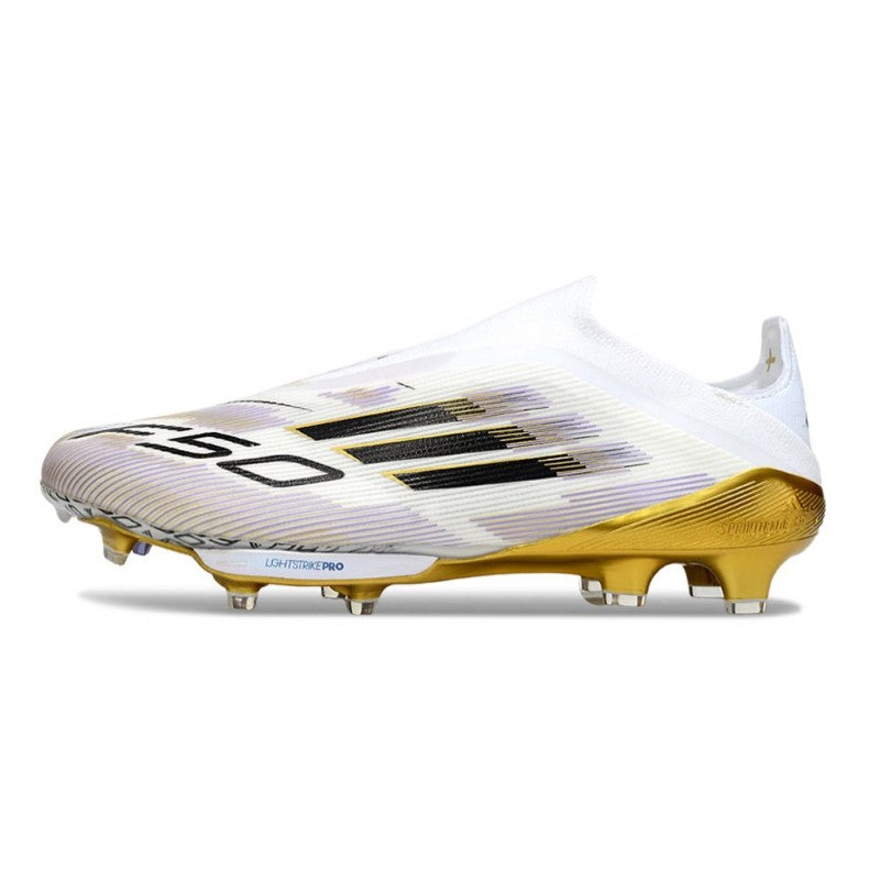 Adidas F50+ Sans Lacets FG Blanc Noir Or Mét