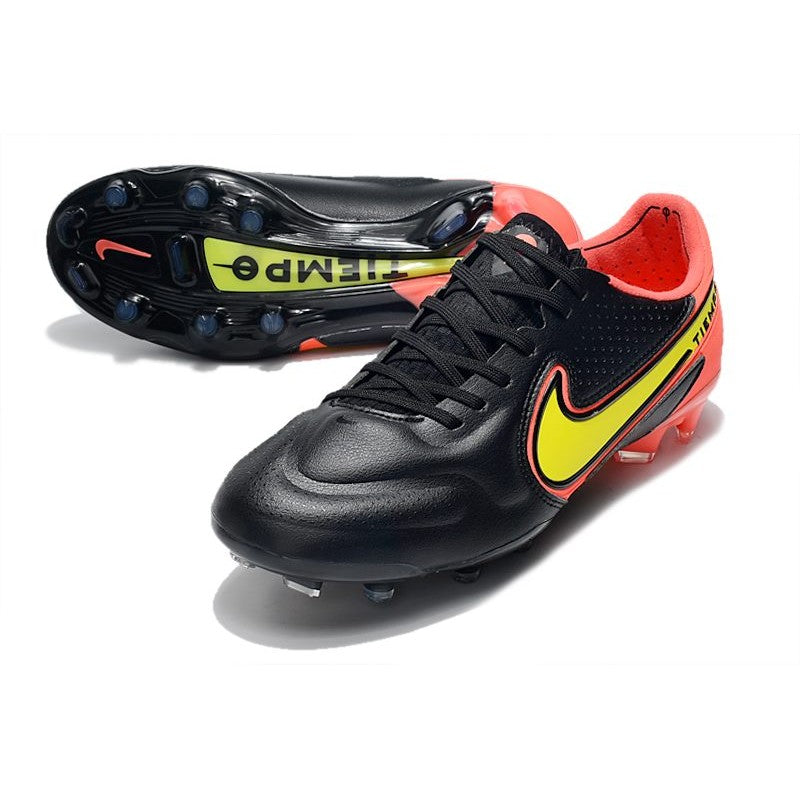 Nike Tiempo Legend 9 Elite FG Nouveau Noir Rouge Jaune