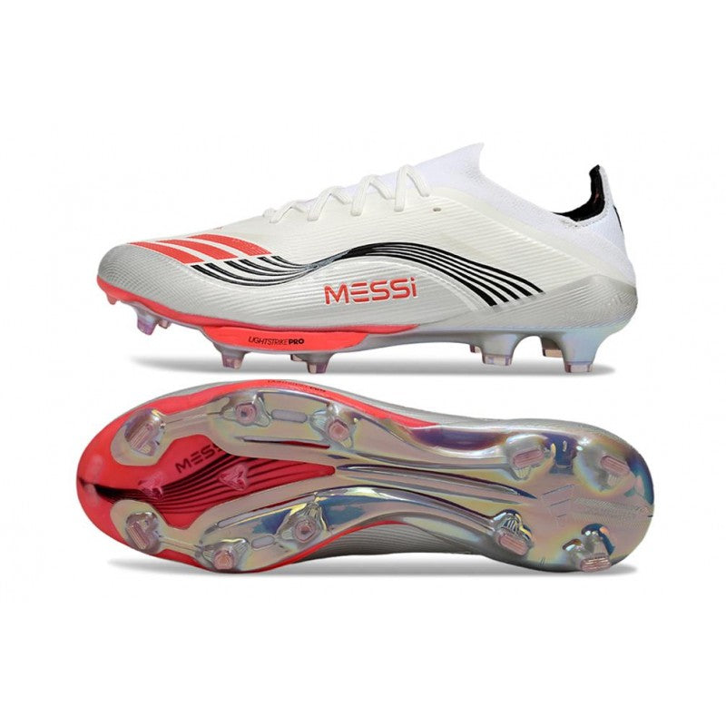 Adidas F50+ FG X Messi Blanc Ftwr Rouge Lucide Argent Mét