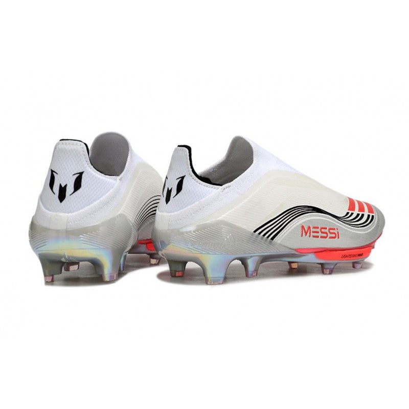 Adidas F50+ Sans Lacets FG X MESSI Blanc Ftwr Rouge Lucide Argent Mét