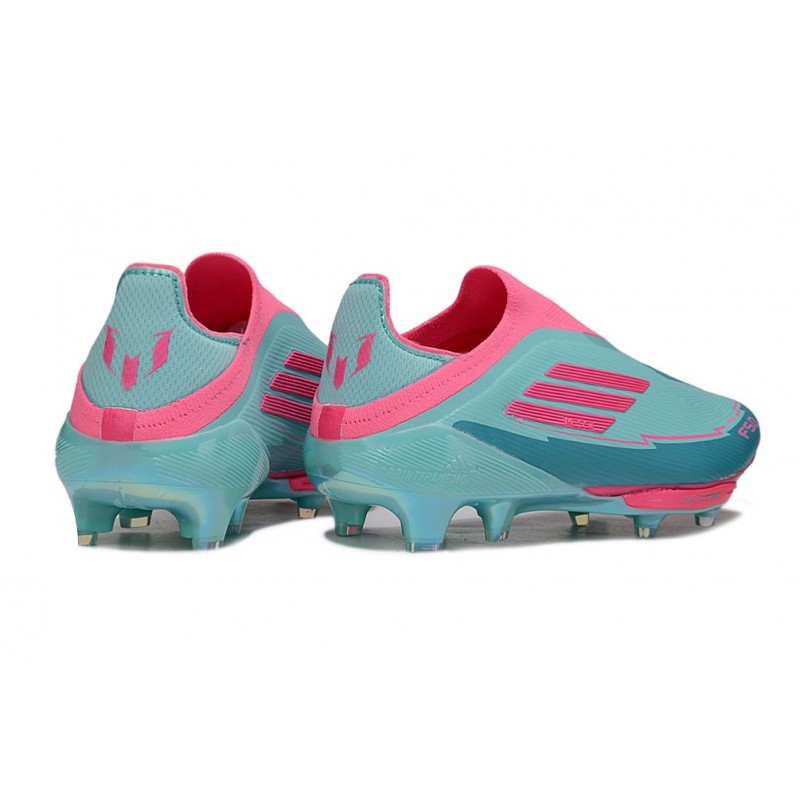 Adidas F50+ Sans Lacets FG MESSI Aqua Flash Rose Lucide Cyan