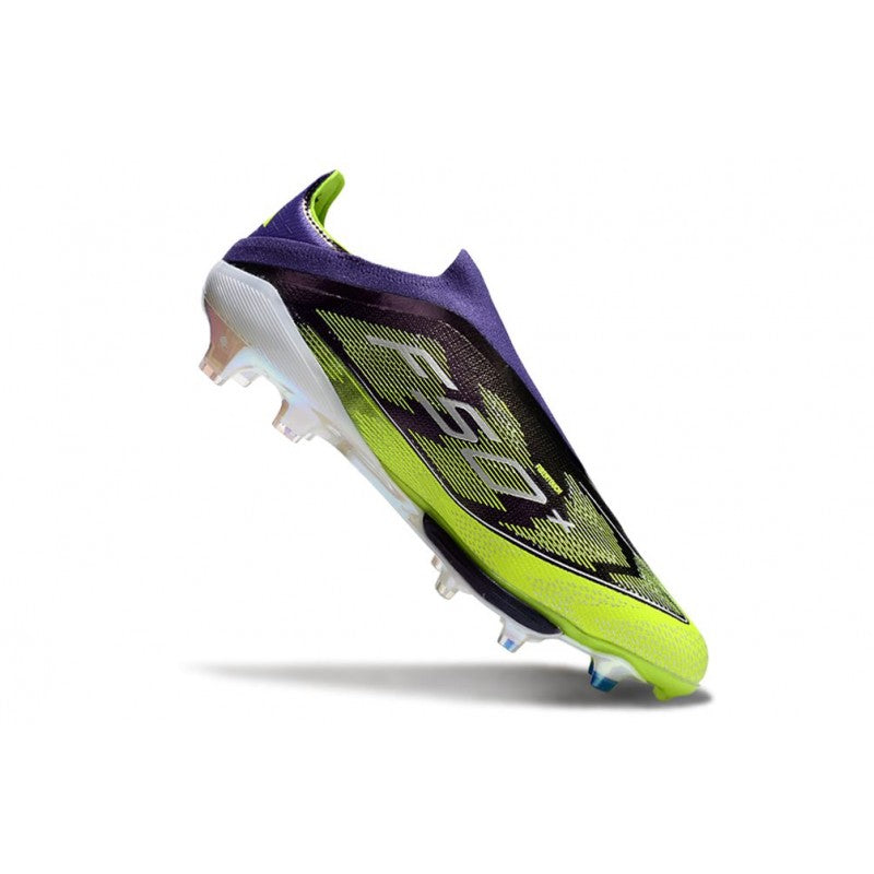 Adidas F50+ Sans Lacets FG Violet Rapide Citron Lucide