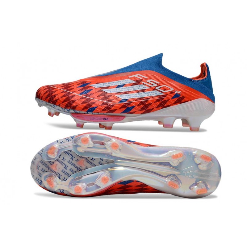 Adidas F50+ Sans Lacets FG Rouge Blanc Bleu