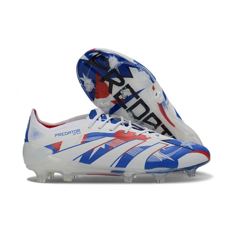Adidas Predator 25 Elite FG Blanc Bleu Rouge