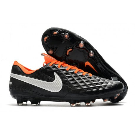 Nike Crampons Nouveau Tiempo Legend 8 Elite FG Noir Orange Blanc