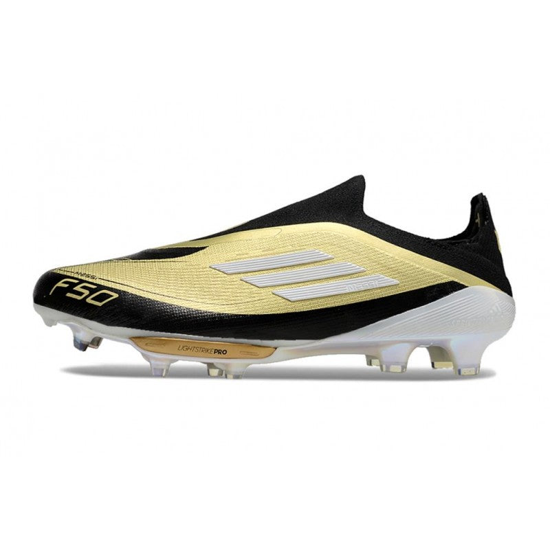 Adidas F50+ Sans Lacets FG X Messi Doré Noir Blanc