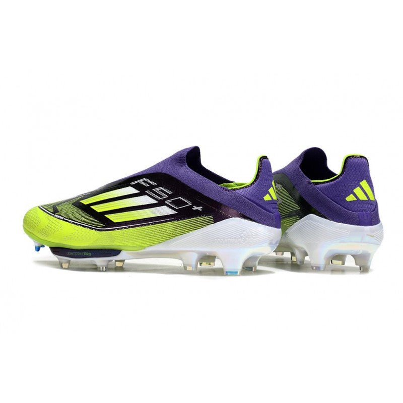 Adidas F50+ Sans Lacets FG Violet Rapide Citron Lucide