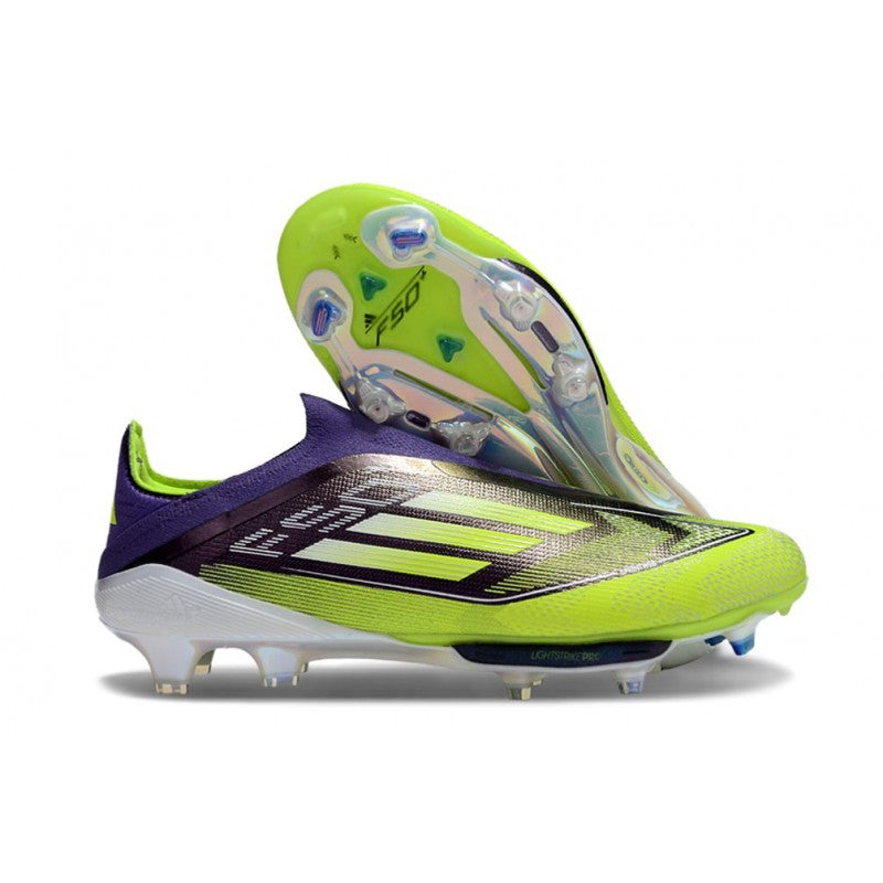 Adidas F50+ Sans Lacets FG Violet Rapide Citron Lucide