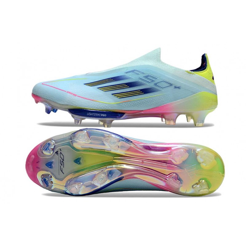 Adidas F50+ Sans Lacets FG Bleu Très Pâle Semi Lucide Jaune Solaire