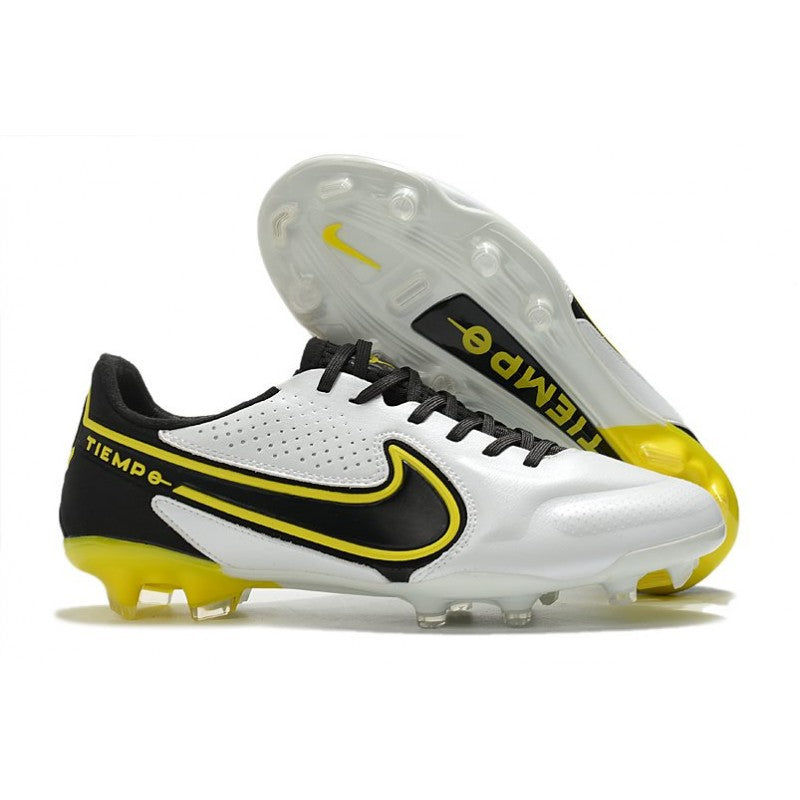 Nike Tiempo Legend 9 Elite FG Nouveau Blanc Gris Foncé Noir Jaune Strike