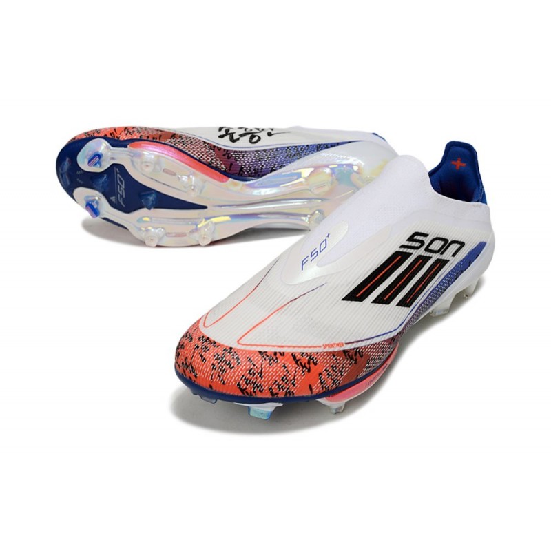 Adidas F50 Elite Laceless X Son FG Blanc Noir Rouge Vif