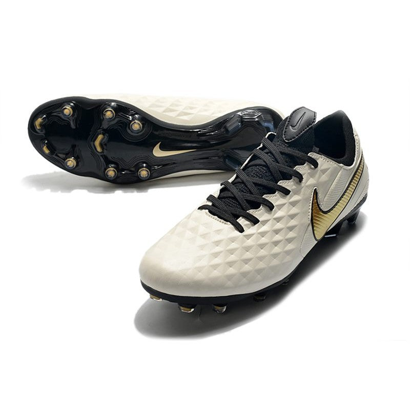 Nike Crampons Nouveau Tiempo Legend 8 Elite FG Blanc Or Noir
