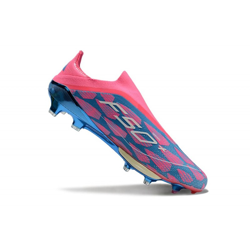 Adidas F50+ Sans Lacets FG Bleu Solaire Blanc Ftwr Rose
