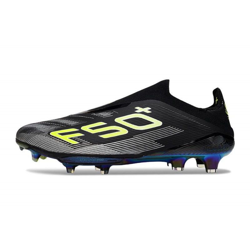 Adidas F50+ Sans Lacets FG Core Noir Fer Mét. Citron Lucide