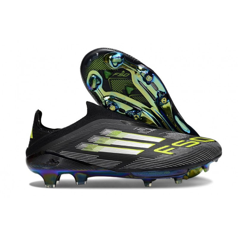 Adidas F50+ Sans Lacets FG Negro Limón Lúcido Blanco